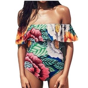 NEW!  Off the Shoulder Floral One Piece Swim Suit